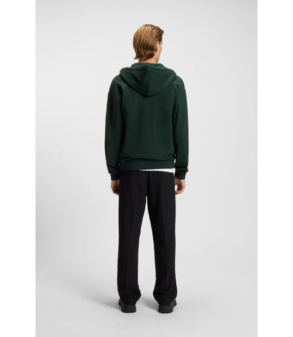 Hugo Cotton Terry Zip Up Hoodie With Logo Print Light Green