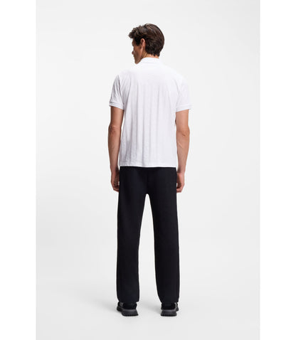 Boss Jacquard Pattern Polo Shirt In Mercerised Cotton White