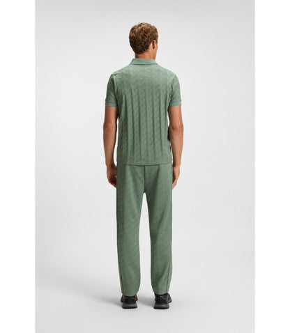 Boss Jacquard Pattern Polo Shirt In Mercerised Cotton Light Green