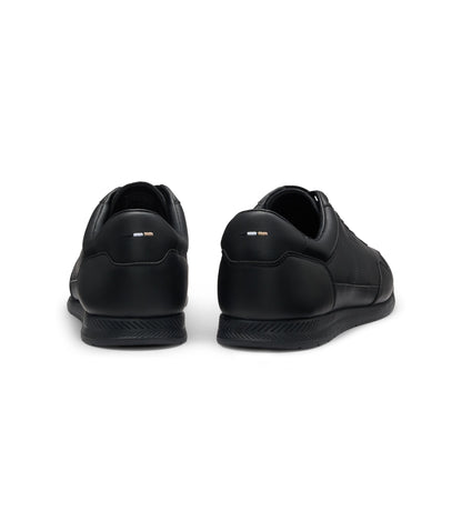Boss Nappa Leather Trainers With Gold Tone Branding Black Black