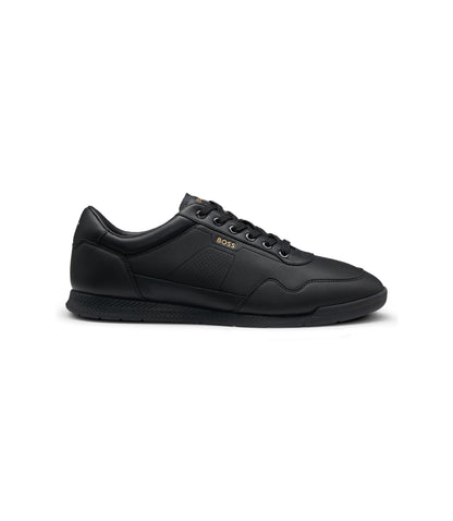 Boss Nappa Leather Trainers With Gold Tone Branding Black Black