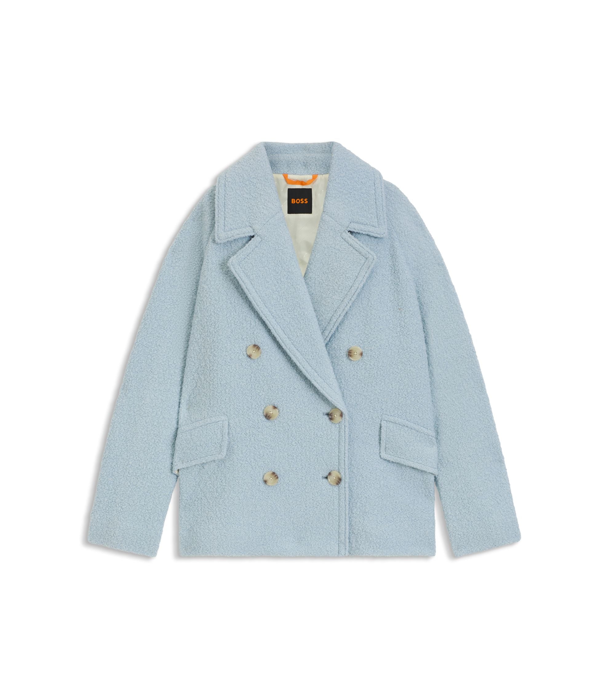 Boss Caban Coat With Boxy Fit Light Blue Women's