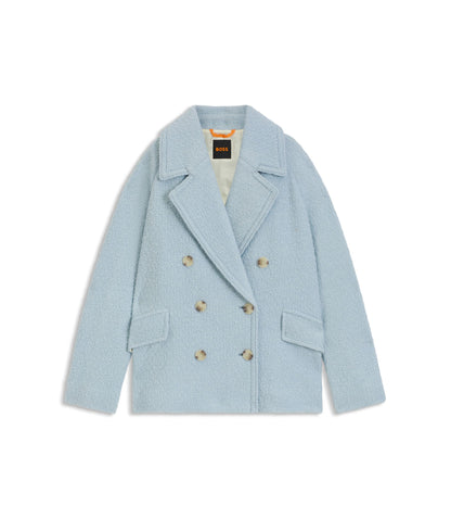 Boss Caban Coat With Boxy Fit Light Blue Women's