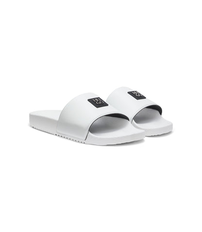 Hugo Italian Made Slides With Stacked Logo Uppers White White