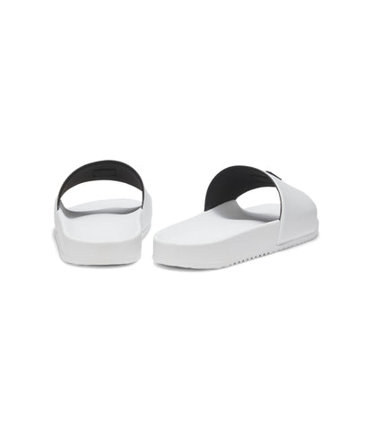 Hugo Italian Made Slides With Stacked Logo Uppers White White