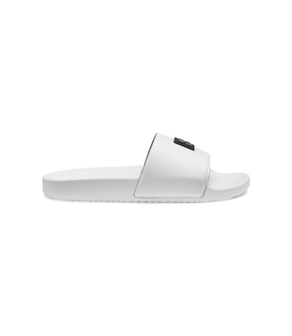 Hugo Italian Made Slides With Stacked Logo Uppers White White