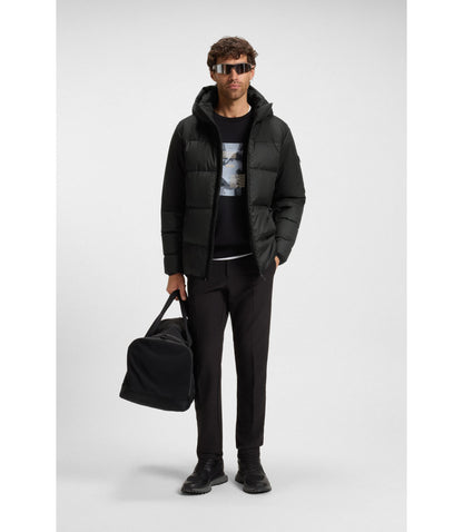 Boss Water Repellent Jacket With Down Filling And Detachable Hood Black