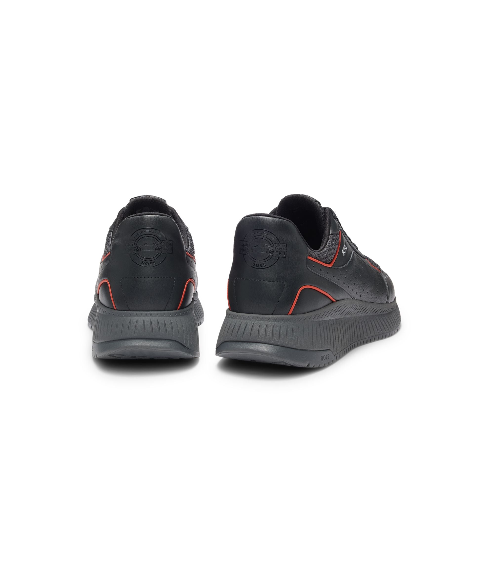 Boss Porsche X Boss Trainers With Mesh And Leather Dark Grey Dark Grey