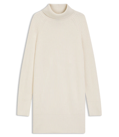 Boss Rollneck Sweater Dress In Virgin Wool And Cashmere White Women's