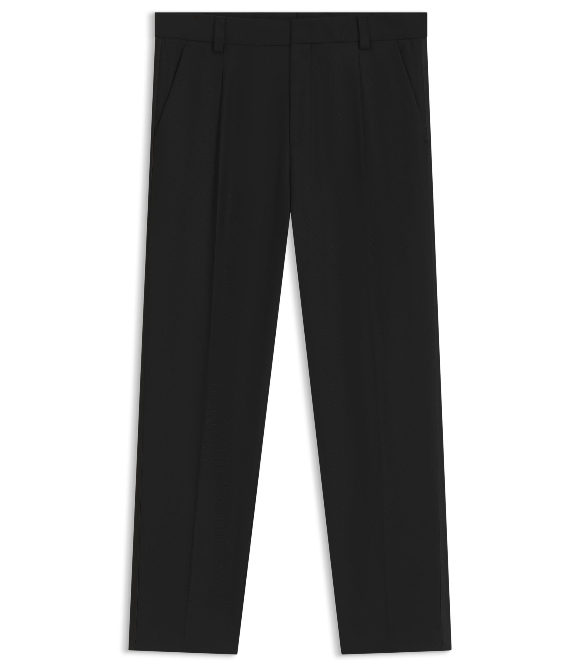 Hugo Modern Fit Trousers In Stretch Dobby Black