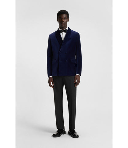 Hugo Modern Fit Trousers In Stretch Dobby Black