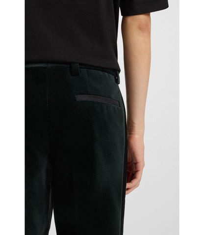 Hugo Slim Fit Trousers In Cotton Velvet Light Green