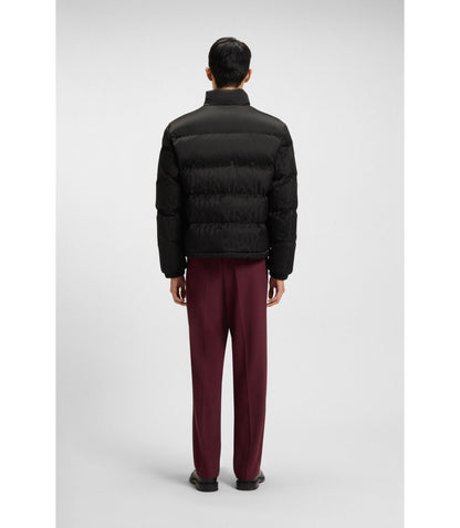Hugo Jacquard Pattern Jacket With Water Repellent Finish Black