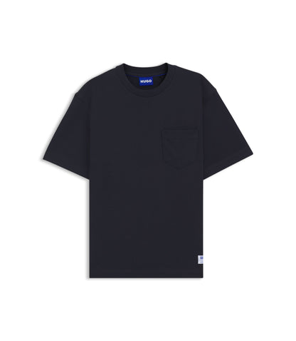 Hugo Logo Label T Shirt In Cotton Jersey Dark Blue