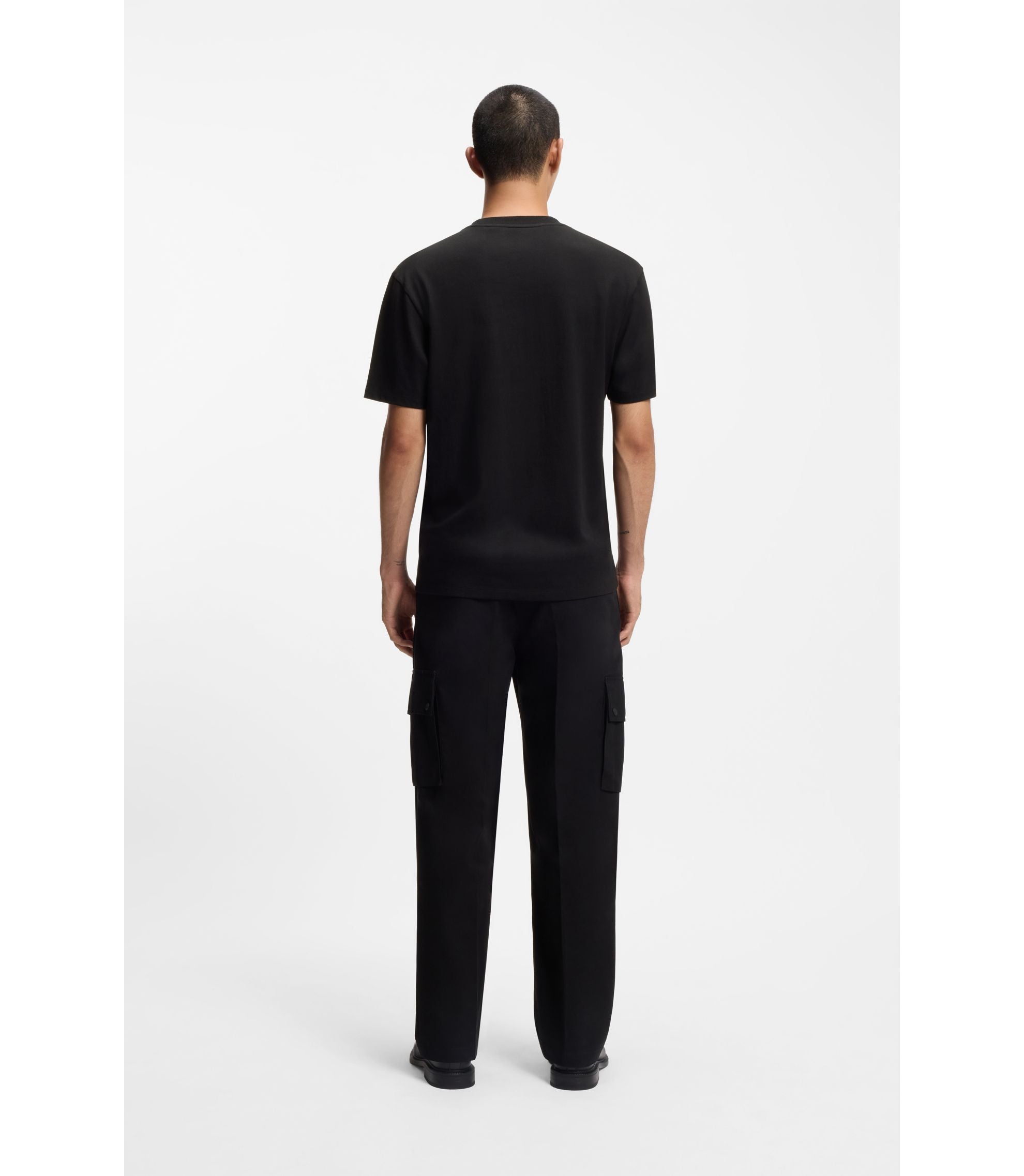 Hugo Maze Print T Shirt In Cotton Jersey Black