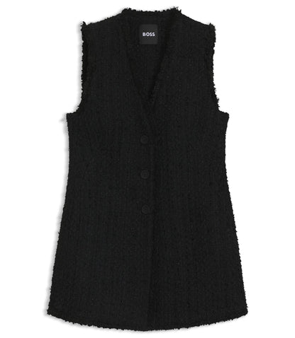 Boss Sleeveless Regular Fit Blazer In Velvet Tweed Patterned Women's