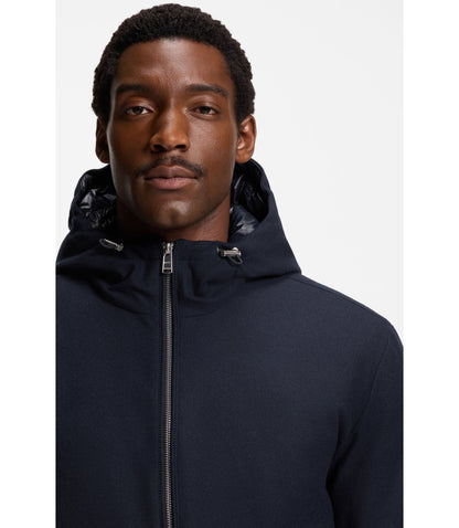 Boss Performance Flannel Jacket With Down Filling Dark Blue