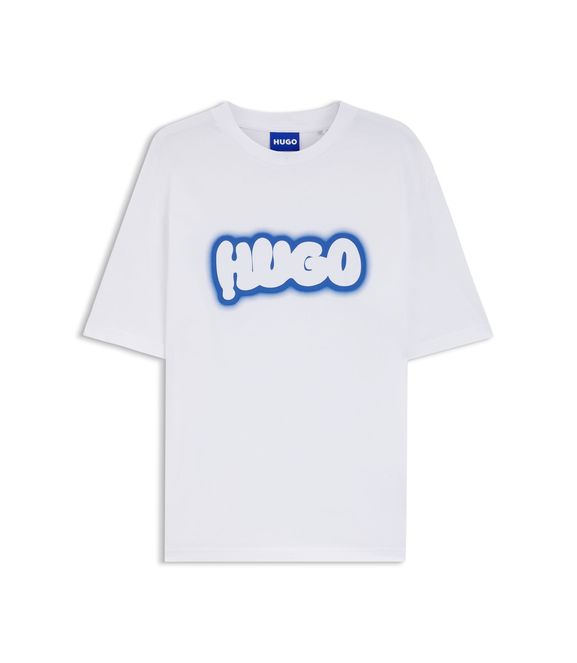 Hugo Logo Print T Shirt In Cotton Jersey White
