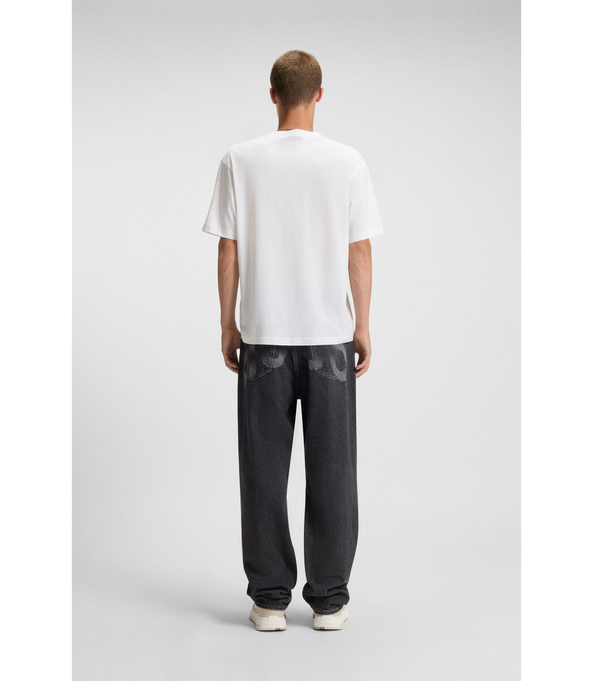 Hugo Logo Artwork T Shirt In Cotton Jersey White