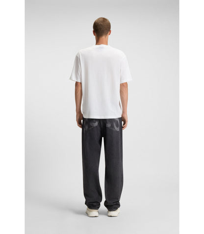Hugo Logo Artwork T Shirt In Cotton Jersey White