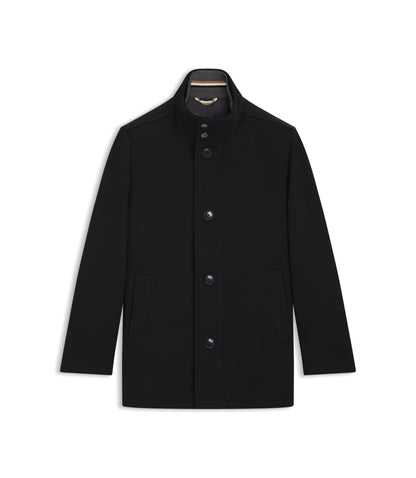 Boss Relaxed Fit Short Coat In Wool And Cashmere Black