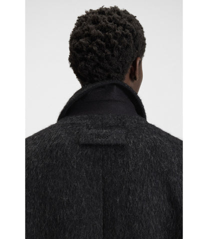 Hugo Double Breasted Coat In A Relaxed Fit Black