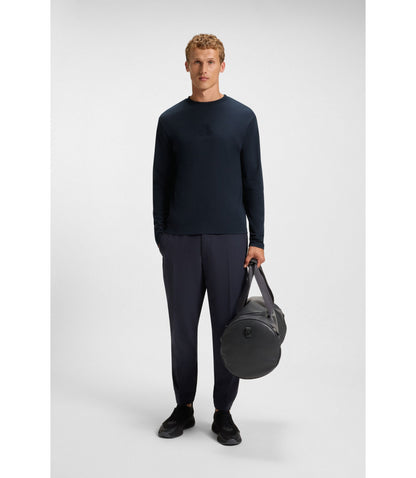 Boss Tonal Artwork T Shirt In Interlock Cotton Dark Blue