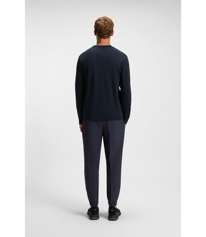 Boss Tonal Artwork T Shirt In Interlock Cotton Dark Blue