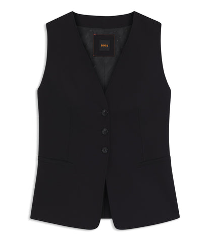 Boss Oversized Fit Waistcoat In Stretch Crepe Black Women's