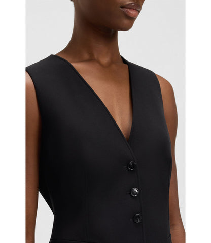 Boss Oversized Fit Waistcoat In Stretch Crepe Black Women's