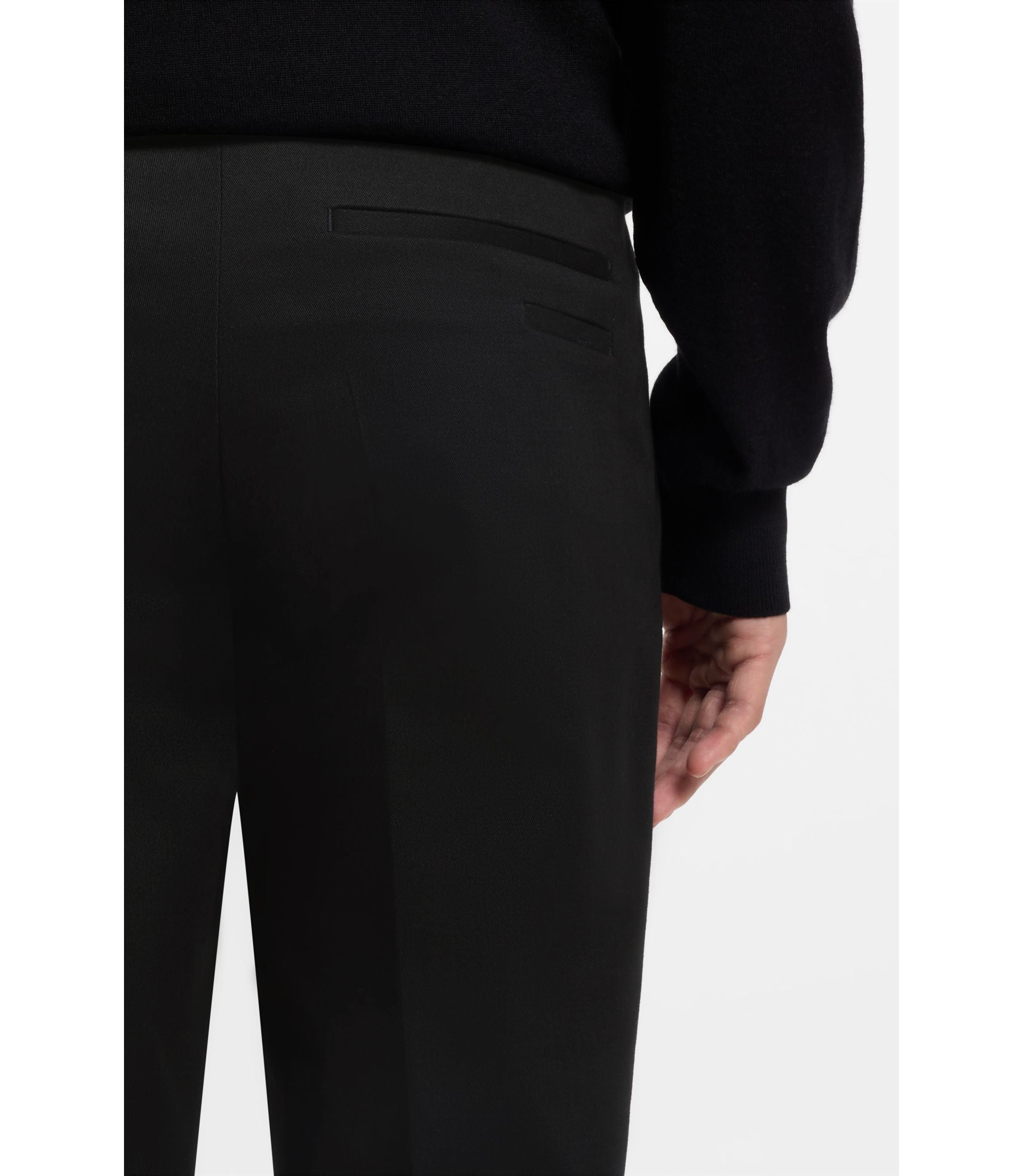 Boss Slim Fit Pants In Cotton Cashmere And Stretch Black