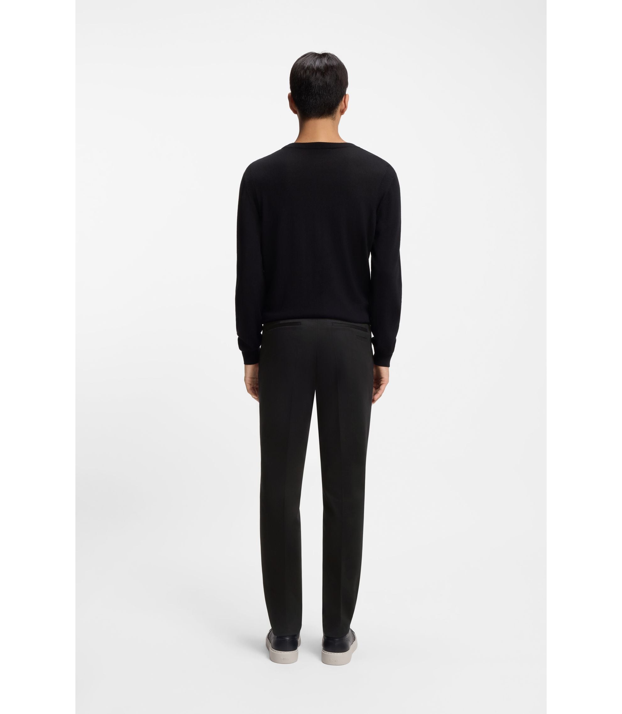 Boss Slim Fit Pants In Cotton Cashmere And Stretch Black