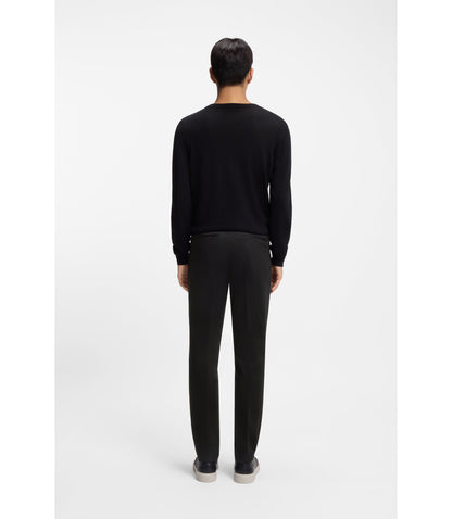 Boss Slim Fit Pants In Cotton Cashmere And Stretch Black