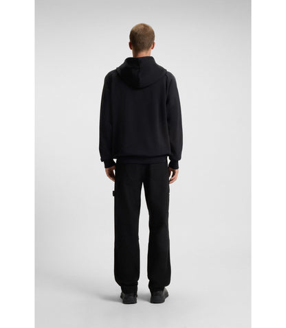 Hugo Airbrush Logo Hoodie In Cotton Terry Black