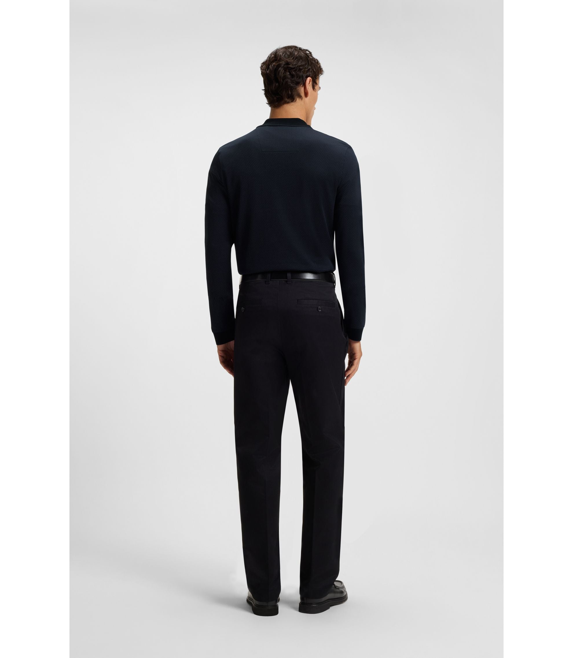 Boss Mercerised Cotton Polo Shirt With Two Tone Structure Black