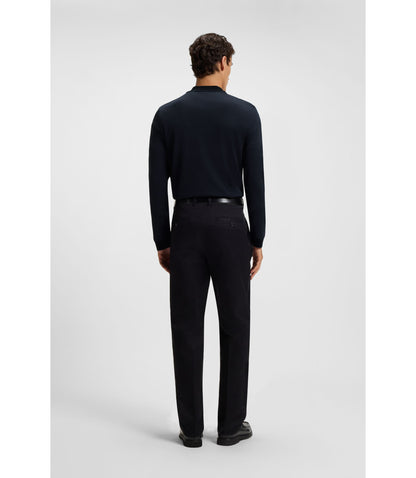 Boss Mercerised Cotton Polo Shirt With Two Tone Structure Black