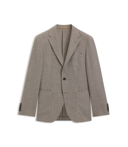 Boss Micro Patterned Slim Fit Jacket In Virgin Wool Light Beige