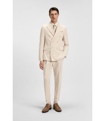 Boss Slim Fit Jacket In Cotton Alpaca Corduroy Light Beige