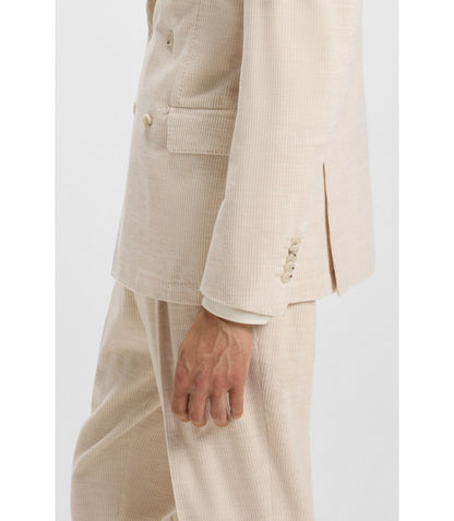 Boss Slim Fit Jacket In Cotton Alpaca Corduroy Light Beige