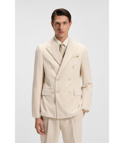 Boss Slim Fit Jacket In Cotton Alpaca Corduroy Light Beige