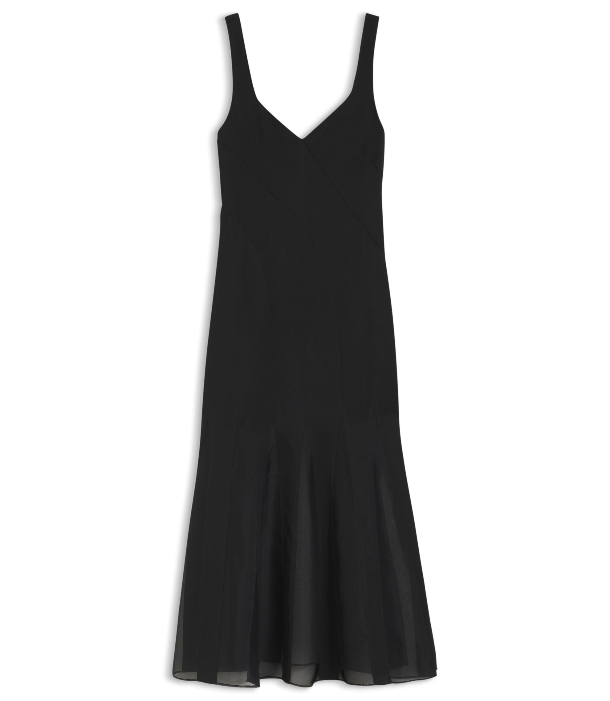 Boss Satin Slip Dress With Organza Inserts Black Women's