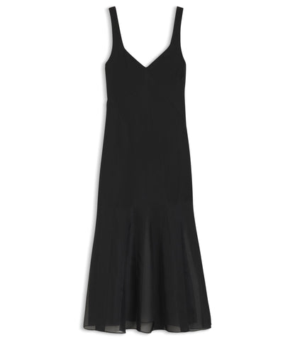 Boss Satin Slip Dress With Organza Inserts Black Women's