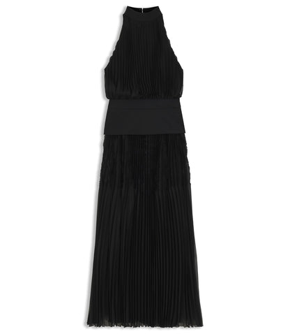 Boss Pliss Dress With Plain Insert Black Women's
