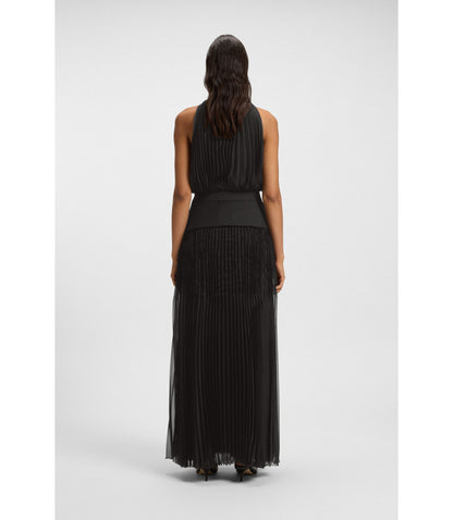 Boss Pliss Dress With Plain Insert Black Women's