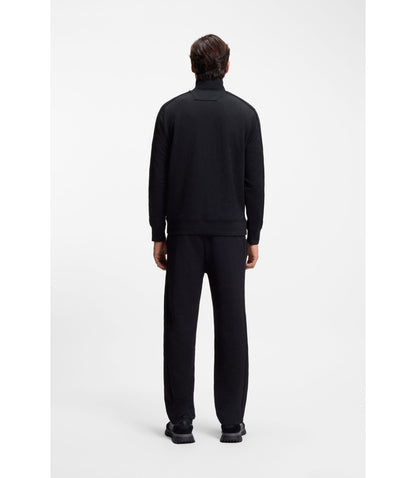 Boss Quilted Jacquard Zip Up Sweatshirt In A Regular Fit Black