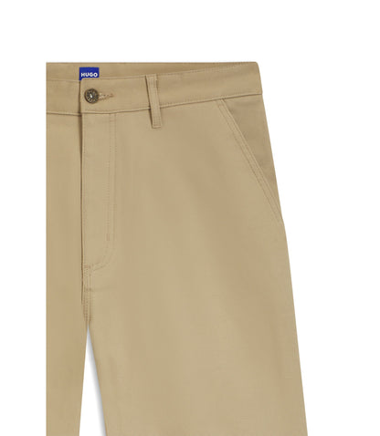 Hugo Baggy Fit Trousers In Stretch Cotton Canvas Beige