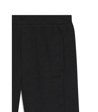 Boss Quilted Jacquard Tracksuit Bottoms In A Regular Fit Black