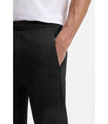Boss Quilted Jacquard Tracksuit Bottoms In A Regular Fit Black