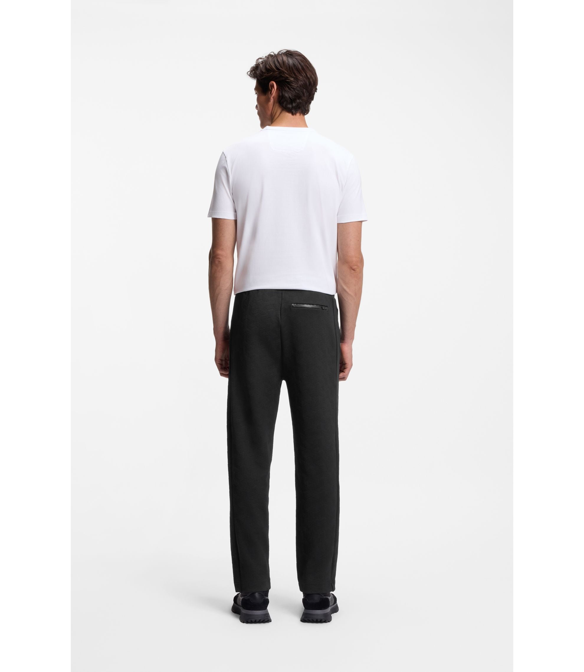 Boss Quilted Jacquard Tracksuit Bottoms In A Regular Fit Black