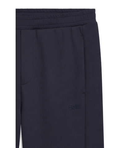 Boss Quilted Jacquard Tracksuit Bottoms In A Regular Fit Dark Blue